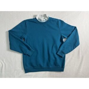 Blair Pullover Sweatshirt Blue Floral Embroidered Mock Neck Women's S